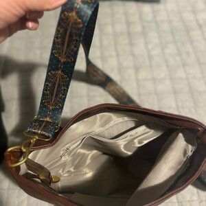 Brown Bag with Patterned Strap